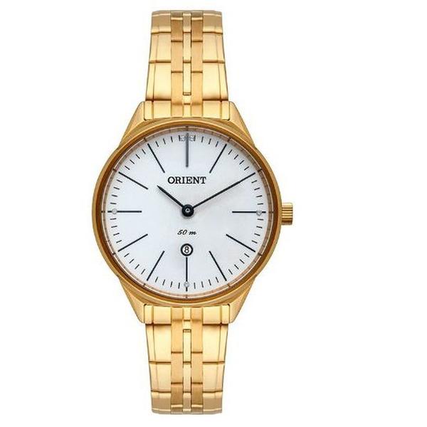 Relogio Orient Feminino Dourado a Prova Dagua Calendario Aço Inox FGSS1183 S1KX