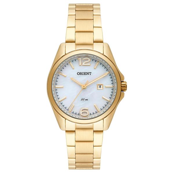 Relogio Orient Feminino Dourado Pequeno Aço Inox Calendario FGSS1143 B2KX