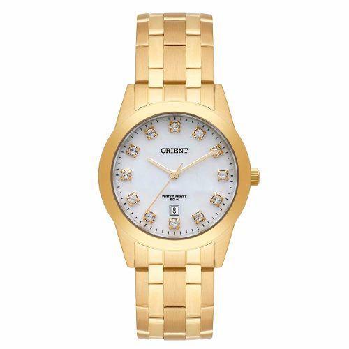 Relogio Orient Feminino Dourado Pequeno com cristais Swarovski Fgss1150