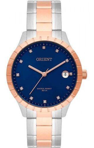 Relogio Orient Feminino Pequeno Rose Azul Bicolor Classico Social Analogico a Prova Dagua Ftss1116 D1sr