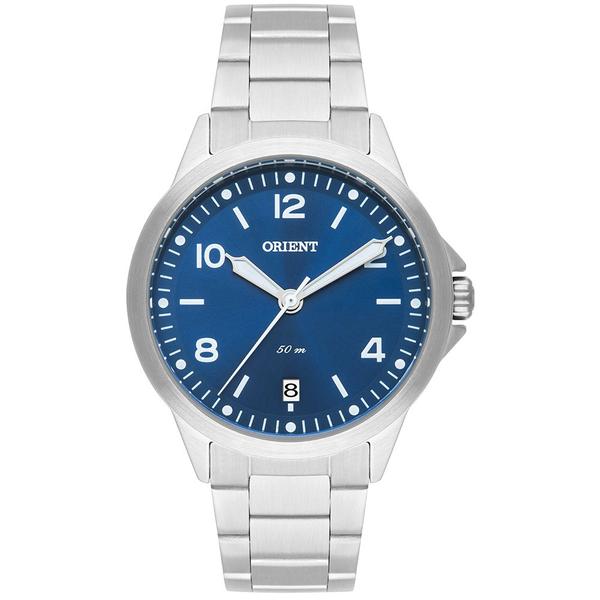 Relogio Orient Feminino Prata Azul Pequeno Aço Inox a Prova Dagua FBSS1159 D2sx