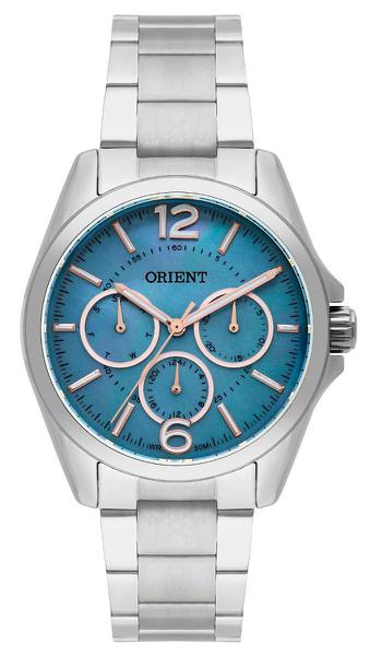 Relógio Orient Feminino Prata Fundo Azul Fbssm032 G2sx