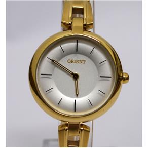 Relógio Orient Grande Dourado, Pulseira Tipo Corrente Fundo Branco FGSS0026