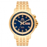 Relogio Orient Masculino 469GP079 D1KX Automatico Dourado Mostrador Azul LANÇAMENTO Linha 2021