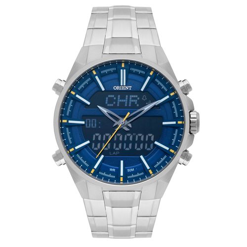 Relógio Orient Masculino Anadigi Mbssa049 D1sx Prata/azul