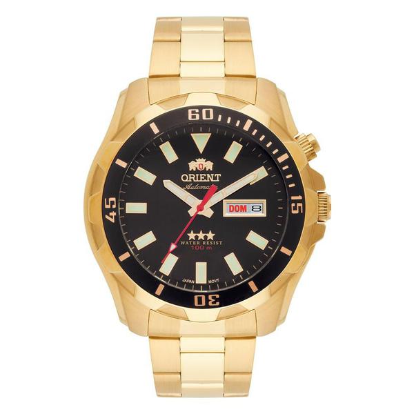 Relogio Orient Masculino Automatico Dourado 469GP078 P1KX Preto