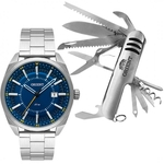 Relogio Orient Masculino Azul Mbss1346 D1sx Com Canivete Suico