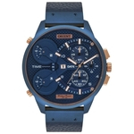 Relogio Orient Masculino Cronógrafo Masct001 D2Dx Couro Azul