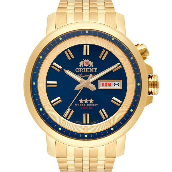 Relógio Orient Masculino Dourado Automatic 469GP079D1KX Analógico 10 Atm Cristal Mineral