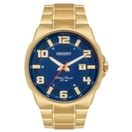 Relogio Orient Masculino Dourado Azul banhado Ouro MGSS1186-D2KX