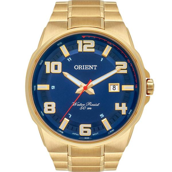 Relógio Orient Masculino Dourado MGSS1186D2KX Analógico 5 Atm Cristal Mineral Tamanho Médio