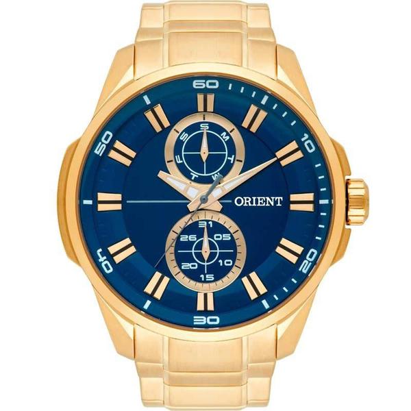 Relógio Orient Masculino Dourado MGSSM025D1KX Analógico 10 Atm Cristal Mineral Tamanho Grande