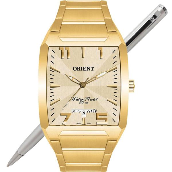 Relógio Orient Masculino Dourado Retangular GGSS1007 C2KX