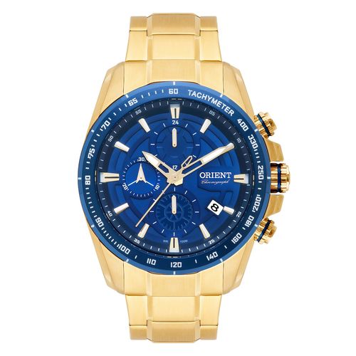 Relógio Orient Masculino Mgssc024 D1kx Azul Dourado Crono