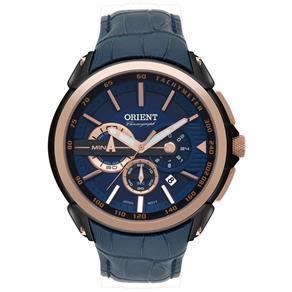 Relogio Orient Masculino Mtscc029 D1dx Preto Rose Couro Azul