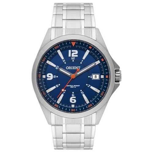 Relógio Orient Masculino Prata Fundo Azul Aço Mbss1270 D2sx