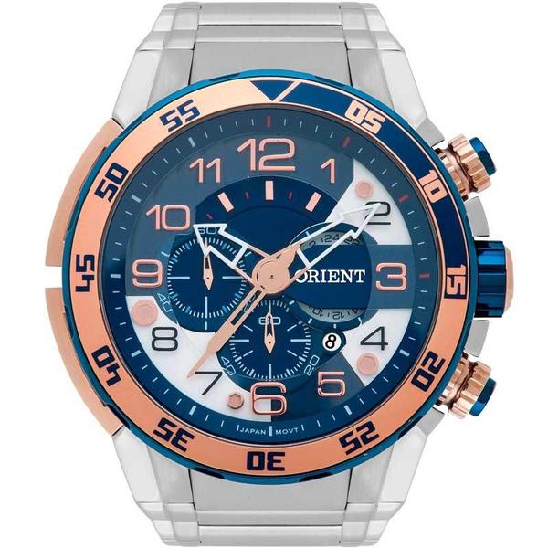 Relógio Orient Masculino Prata Unique Chronograph MTSSC015D2SX Analógico 10 Atm Cristal Mineral