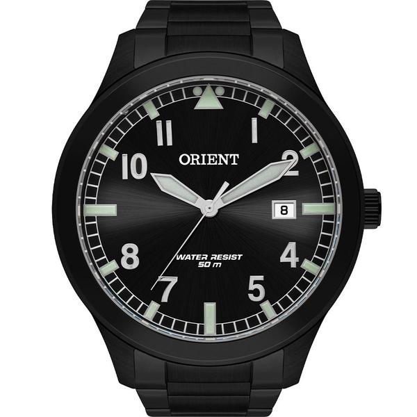 Relógio Orient Masculino Preto MPSS1020P2PX Analógico 5 Atm Cristal Mineral Tamanho Extra Grande