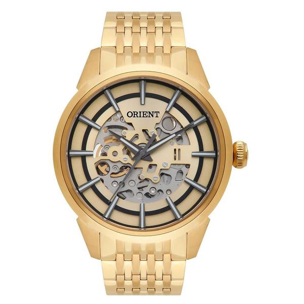 Relógio Orient Masculino Ref: Nh7gp001 C1kx Automático Esqueleto Dourado