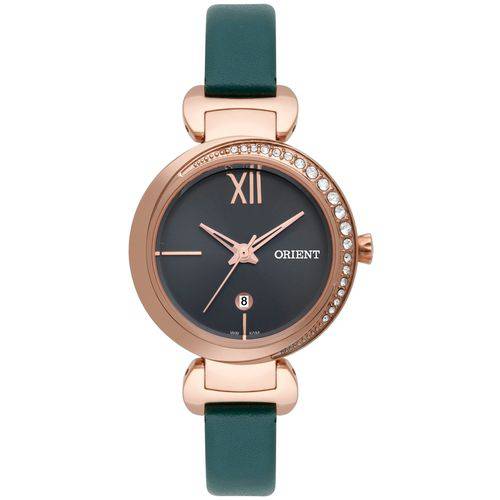 Relógio Orient Rosê Verde Couro Feminino Frsc1008 G3ex