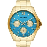 Relógio Orient Unique FGSSM050 A3KX feminino dourado mostrador azul