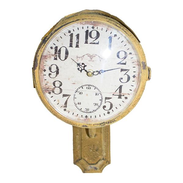 Relógio Par Ferro Amarelo Tp Sinal Oldway 38x32x21