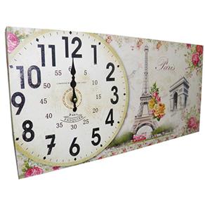 Relogio para Parede Cozinha Vintage Retro Decoracao Monumentos Paris Horizontal