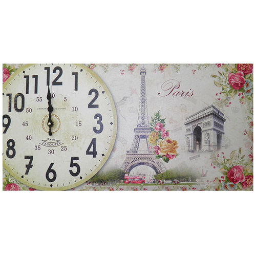 Relogio para Parede Cozinha Vintage Retro Decoracao Monumentos Paris Horizontal