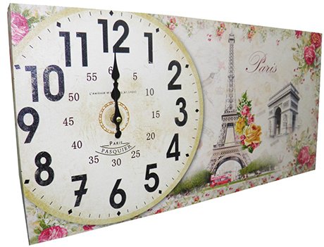 Relogio para Parede Cozinha Vintage Retro Decoracao Monumentos Paris Horizontal