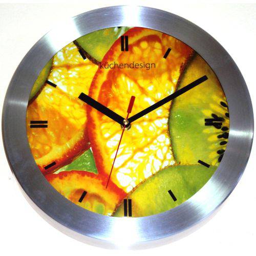 Relógio Parede 30cm Aluminio Citrus Frutas Cozinha Kienzle