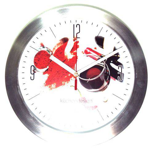 Relógio Parede 30cm Aluminio Peppers Pimenta Cozinha Kienzle