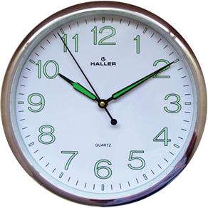 Relógio Parede 30cm Pontual Cromado Branco Luminoso Haller