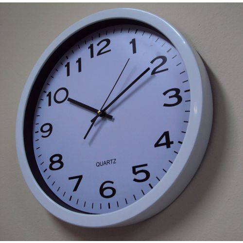 Relógio Parede 449B 40 Cm Branco Plástico Vidro Grande Novo