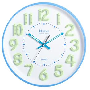 Relógio Parede 34cm Brilha no Escuro Branco Azul Herweg 6477