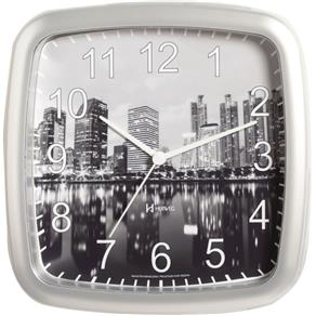 Relógio Parede 24cm Silencioso Cinza Quadrado Herweg 660051S
