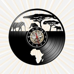 Relógio Parede Africa País Vinil LP Decoração Retrô Vintage