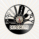 Relógio Parede Barbearia Barber Shop Vinil LP Decoração Arte