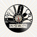 Relógio Parede Barbearia Barber Shop Vinil LP Decoração Arte
