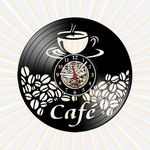 Relógio Parede Café Cozinha xícara Vinil LP Decoração Retrô
