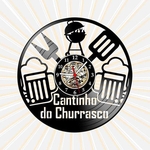 Relógio Parede Cantinho churrasco Vinil LP Decoração Retrô