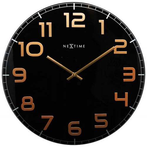Relógio Parede Classy Round Black Copper Nextime D=50cm