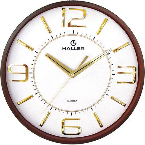 Relógio Parede 33cm Metropolitan Dourado Silencioso Haller