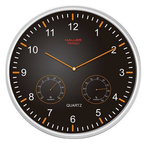 Relógio Parede 33 Cm Preto Termômetro Higrômetro Haller