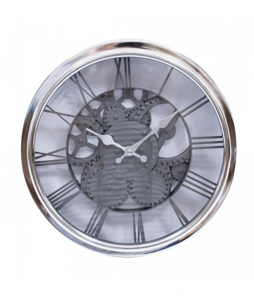 Relógio Parede com Desenho de Engrenagens Prata 30x30cm - Camarim Móveis