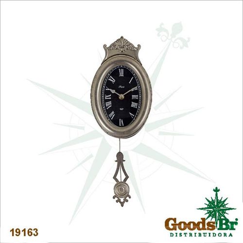 Relógio Parede com Pêndulo Oval Goodsbr 43x15x5,5cm