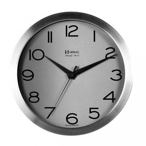 Relógio Parede Contínuo Silencioso Alumínio 25 Cm Sem Tic-tac Herweg
