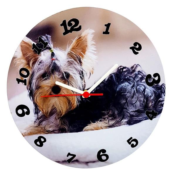Relógio Parede de Madeira Mdf 28cm Dog - Naira - Ddm/pre/ddp