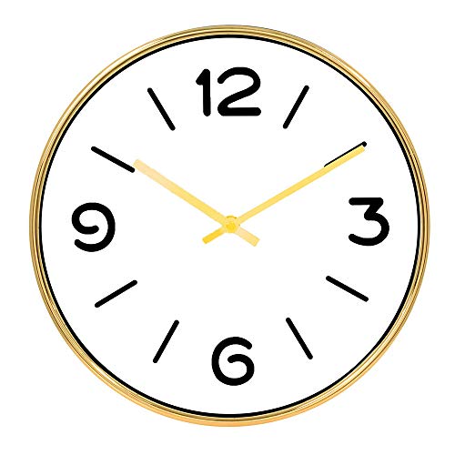 Relógio Parede Decorativo Branco e Dourado 35cm