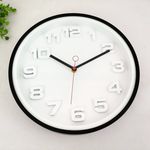 Relógio Parede Decorativo Branco Preto Alto Relevo 30cm