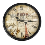 Relógio Parede Decorativo Paris Cinza Retrô Vintage 42X6Cm